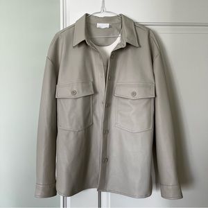 Faux Leather Shirt Jacket - Faux Leather Shacket from M by Mendocino